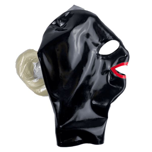 BDSM Latex Mask with Blonde Ponytail