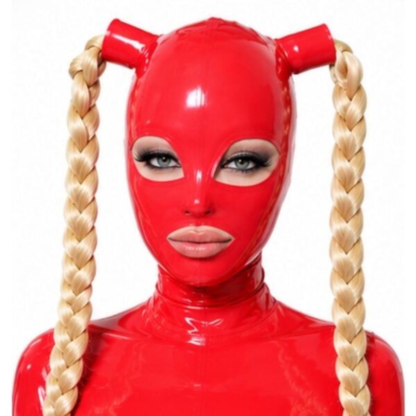 Blonde Braid Latex Hood